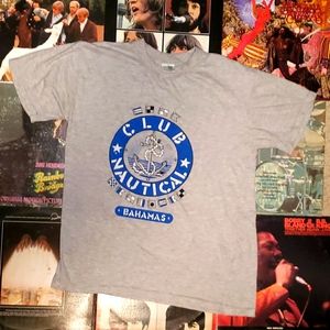 Vintage Bananas "Club Nautical" Bahamas embossed graphic T shirt single stitch